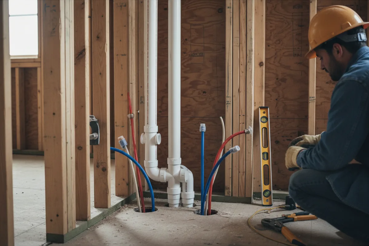 Drain and supply rough-in during Garbage Disposal Repair in Paris